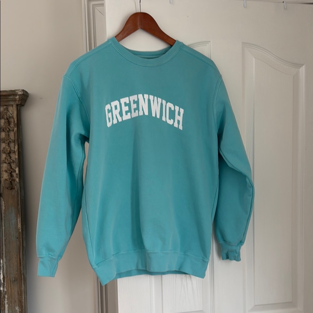 Blue Crewneck Sweater with Bold Lettering